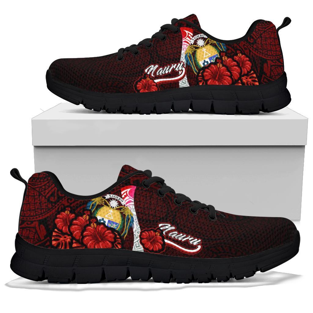 Nauru Polynesian Sneakers - Coat Of Arm With Hibiscus - Polynesian Pride