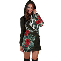 Chuuk Hoodie Dress - Chuuk Flag Hibiscus - Polynesian Pride