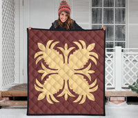 Hawaiian Premium Quilt Royal Pattern - Coral - A2 Style - Polynesian Pride