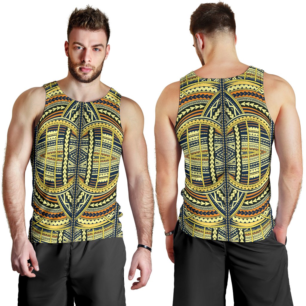 Polynesian Men's Tank Top Yellow White - Polynesian Pride