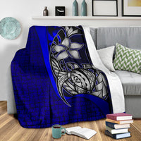 Pohnpei Micronesia Premium Blanket Blue - Turtle With Hook - Polynesian Pride