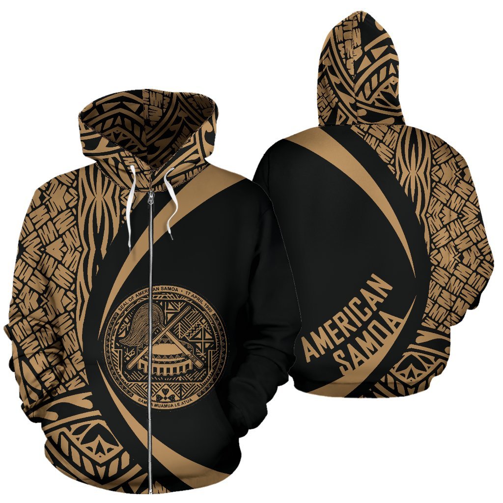 American Samoa Polynesian Zip up Hoodie Circle Style 03 - Polynesian Pride