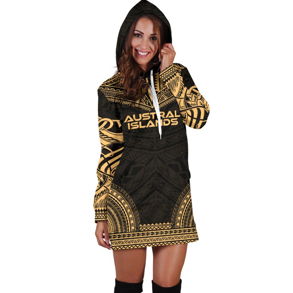 Austral Islands Women's Hoodie Dress - Polynesian Gold Chief - Polynesian Pride