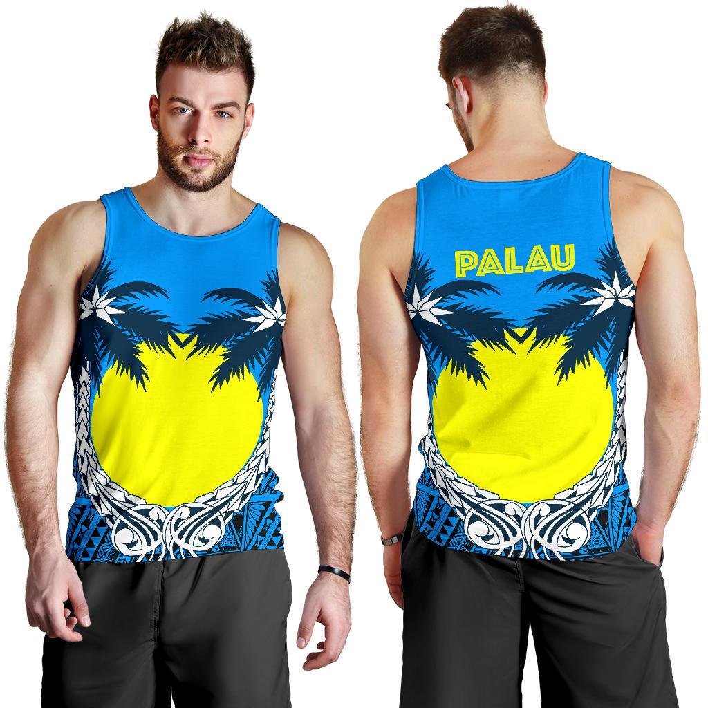 Palau Coconut Men's Tank Top A02 Blue - Polynesian Pride
