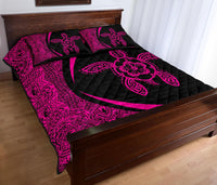 Hawaiian Polynesian Turtle Quilt Bed Set - Circle Style Pink - Polynesian Pride
