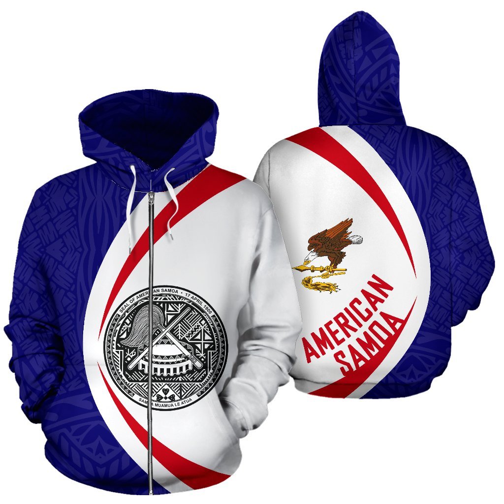 American Samoa Flag Polynesian Zip up Hoodie Circle Style - Polynesian Pride