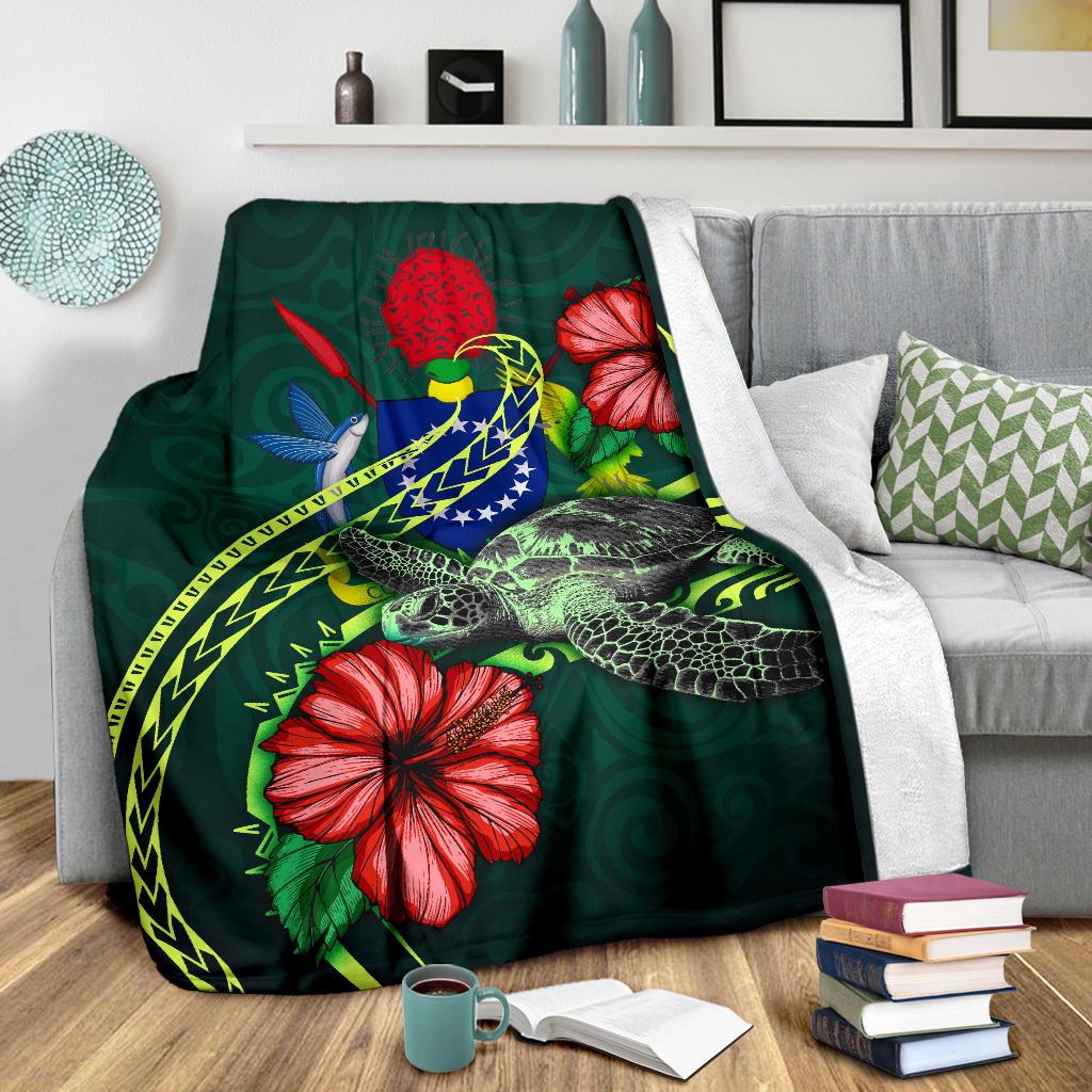 Cook Islands Polynesian Premium Blanket - Green Turtle Hibiscus - Polynesian Pride