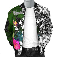 Kosrae Men Bomber Jacket - Turtle Plumeria Banana Leaf - Polynesian Pride