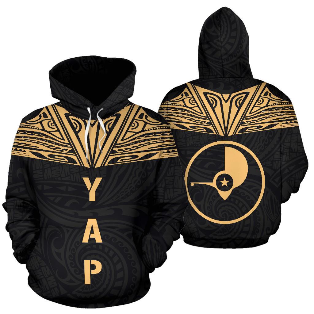 Yap All Over Hoodie Gold Neck Style Unisex Gold - Polynesian Pride