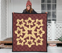 Hawaiian Premium Quilt Royal Pattern - Coral - A1 Style - Polynesian Pride