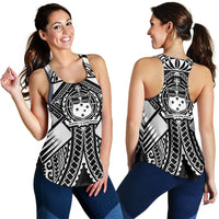 Samoa Polynesian Women's Racerback Tank - Samoa White Seal with Polynesian Tattoo - Polynesian Pride