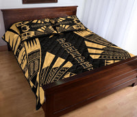 Pohnpei Quilt Bed Set - Pohnpei Flag Polynesian Yellow Tattoo Style - Polynesian Pride