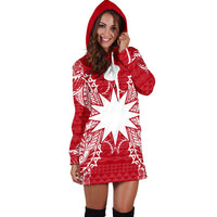 Nauru Polynesian Hoodie Dress Map Red White - Polynesian Pride