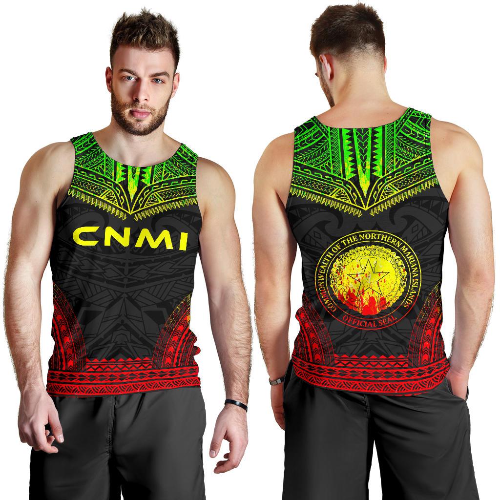 Northern Mariana Islands Men's Tank Top - Polynesian Chief Reggae Version - Polynesian Pride