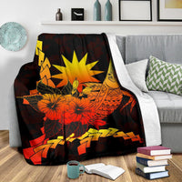 Nauru Polynesian Premium Blanket - Swordfish With Hibiscus - Polynesian Pride