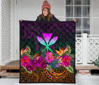 Polynesian Hawaii Kanaka Maoli Premium Quilt - Summer Hibiscus - Polynesian Pride