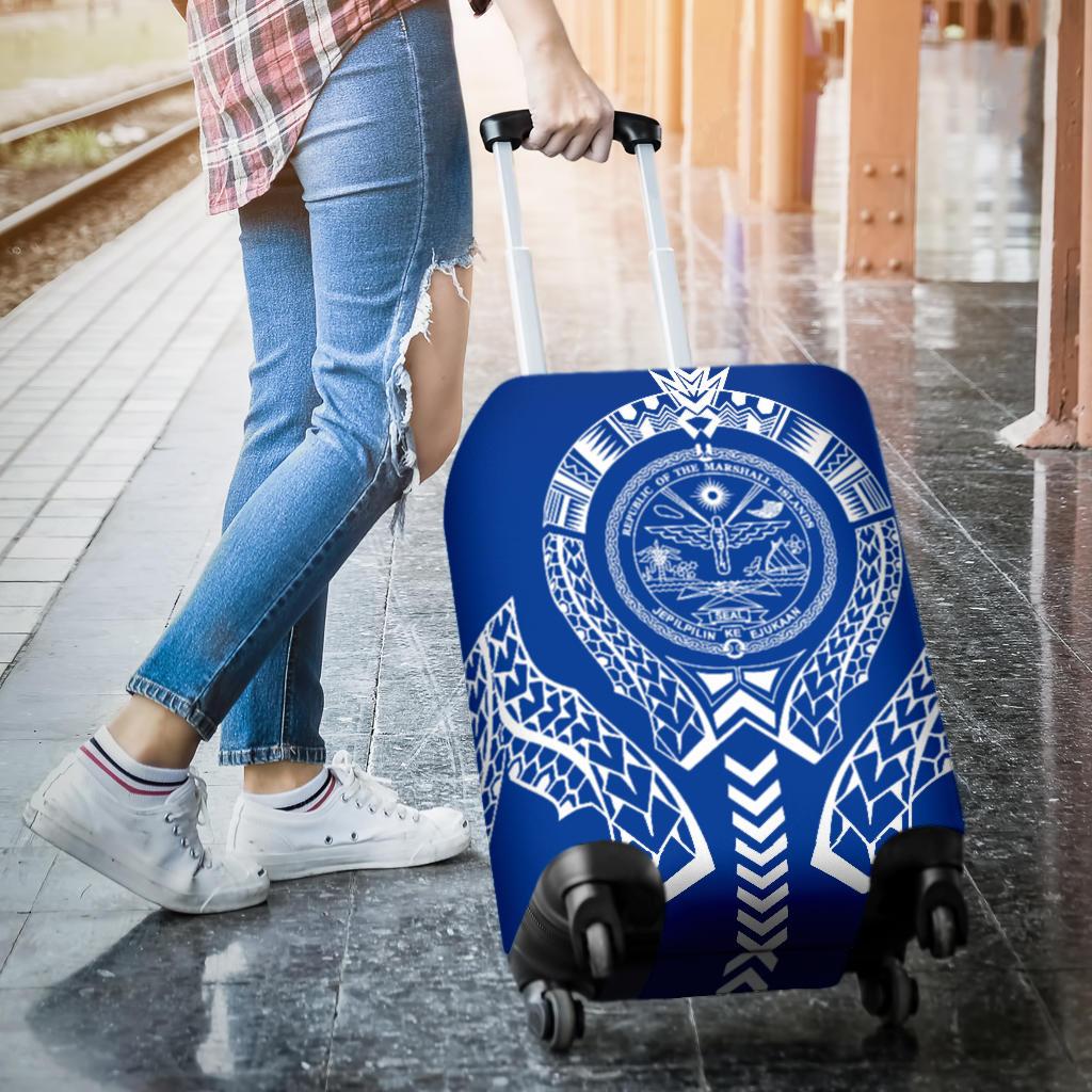 Marshall Islands Luggage Cover - Polynesian Tribal Blue - Polynesian Pride