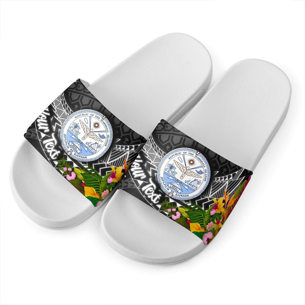 Marshall Islands Slide Sandals - Custom Personalised Seal Spiral Polynesian Patterns - Polynesian Pride