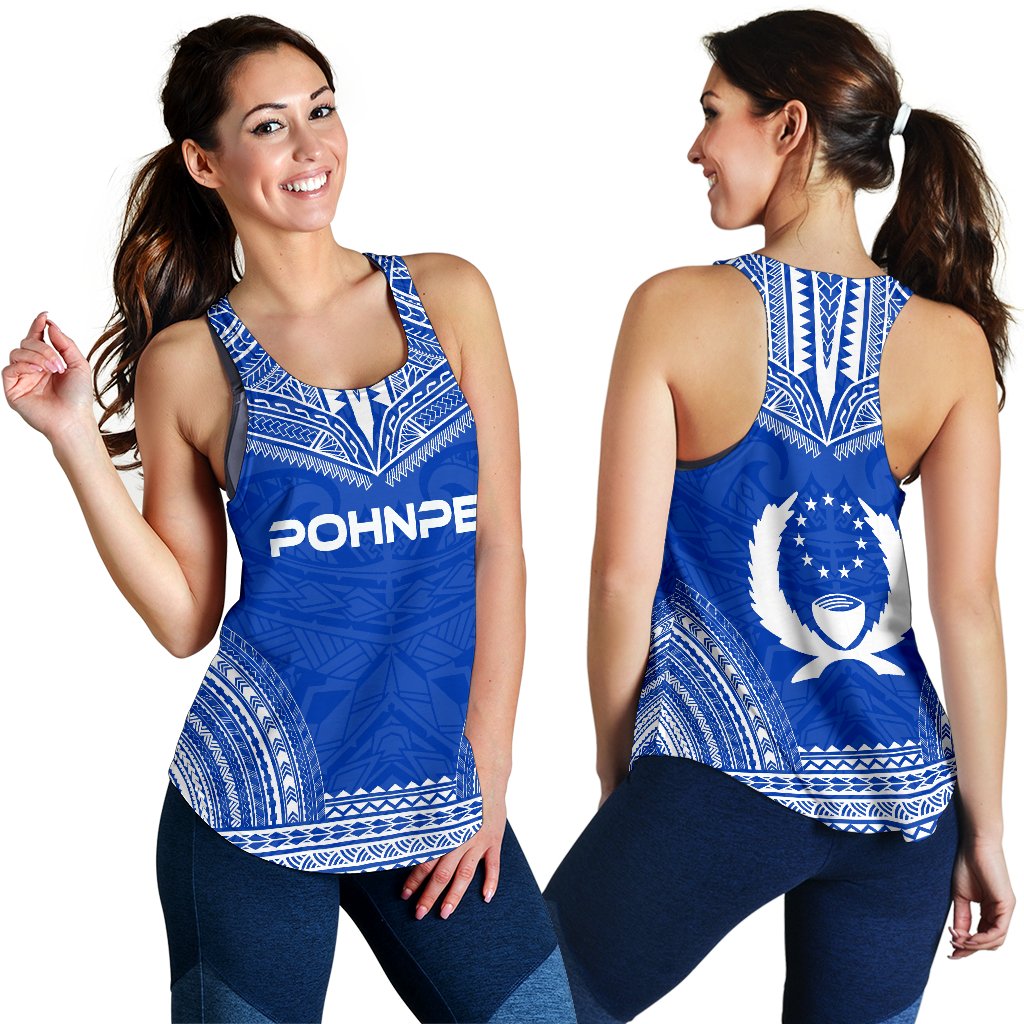 Pohnpei Women's Racerback Tank - Polynesian Chief Flag Version - Polynesian Pride