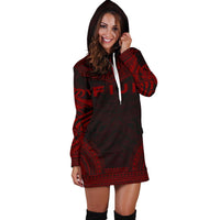 Fiji Women's Hoodie Dress - Polynesian Red Chief - Polynesian Pride