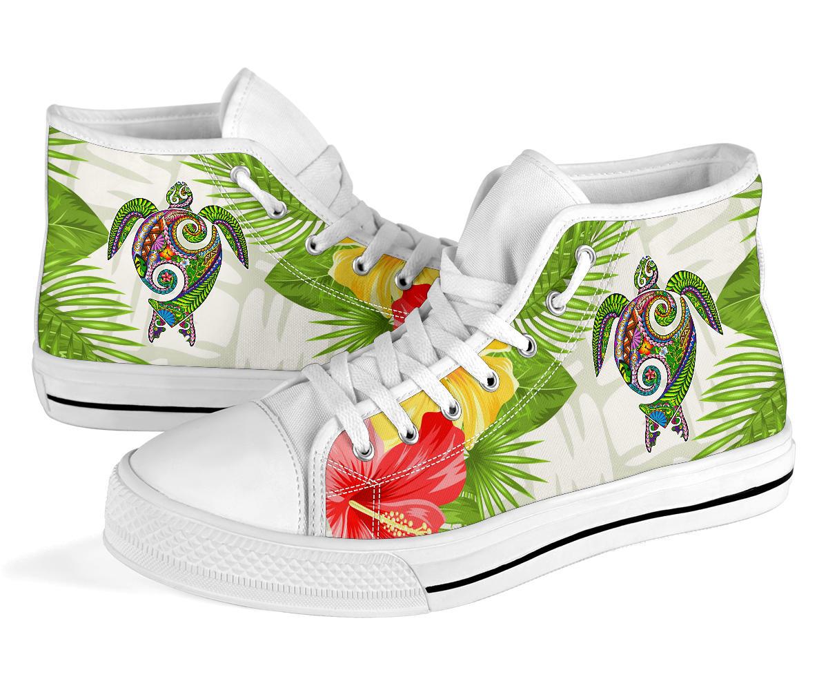 Polynesian Hawaii High Top Shoes Turtle Colorful - Polynesian Pride