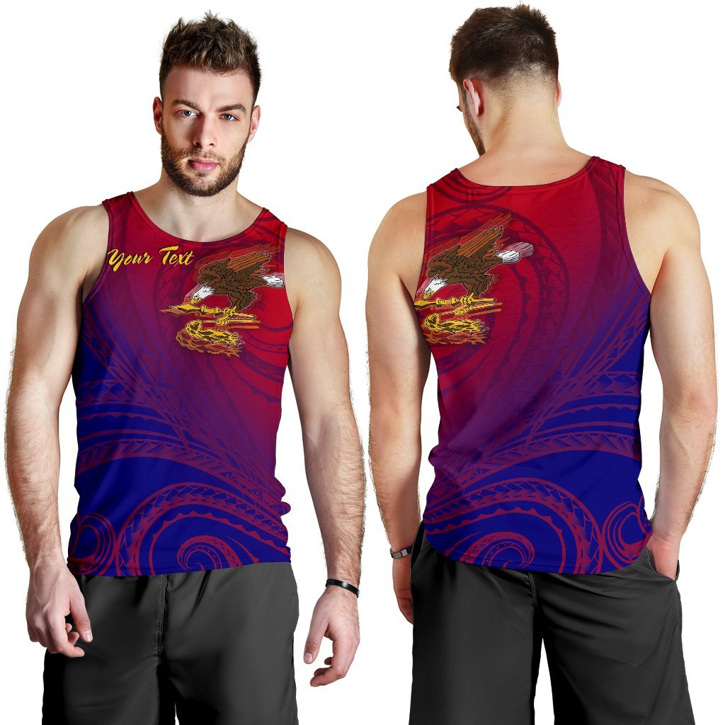 American Samoa Polynesian Custom Personalised Personalized Men's Tank Top - Bald Eagle (Blue - Red) Blue - Polynesian Pride