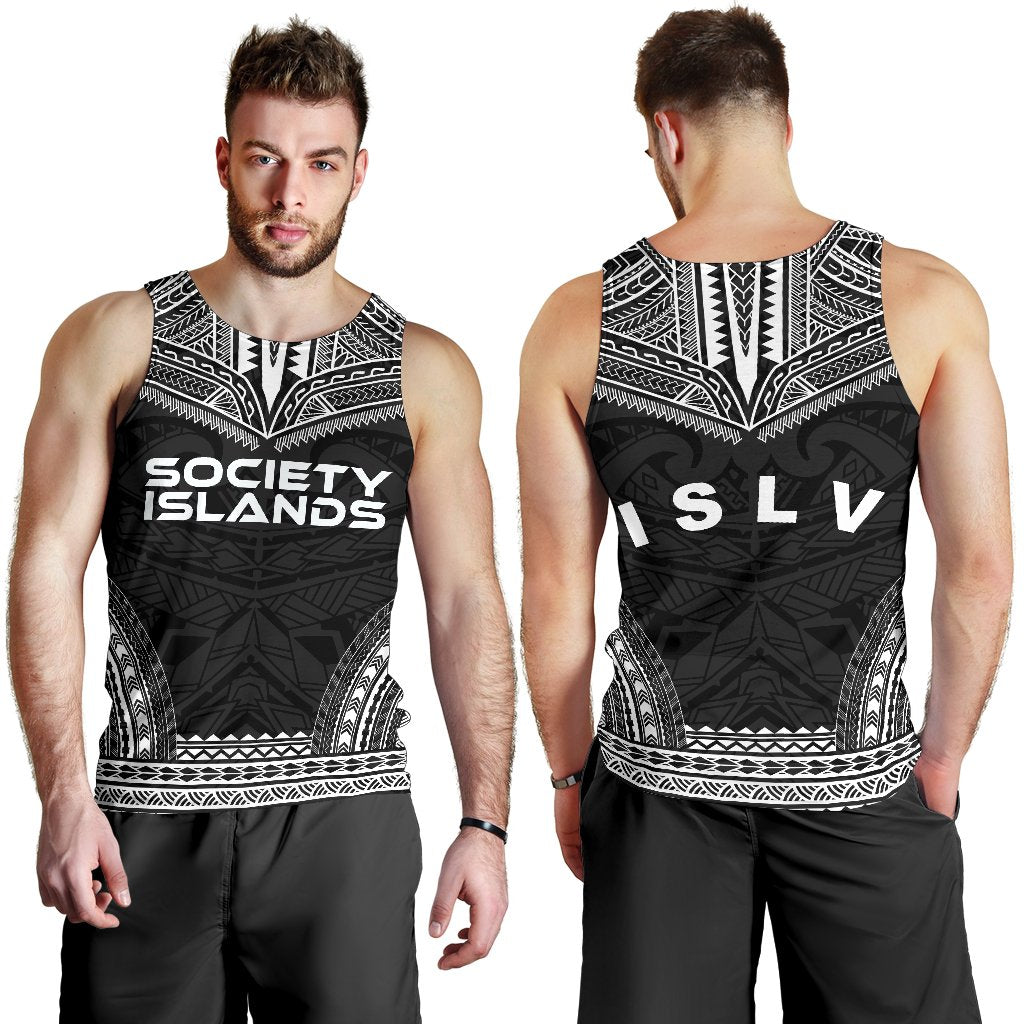 Society Islands Men's Tank Top - Polynesian Chief Black Version - Polynesian Pride