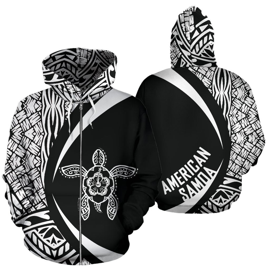 American Samoa Turtle Polynesian Zip up Hoodie Circle Style 02 Unisex Art - Polynesian Pride