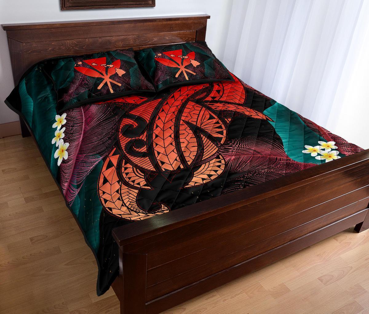 Hawaii Turtle Polynesian Tropical Quilt Bed Set - Ghia Style Red - Polynesian Pride