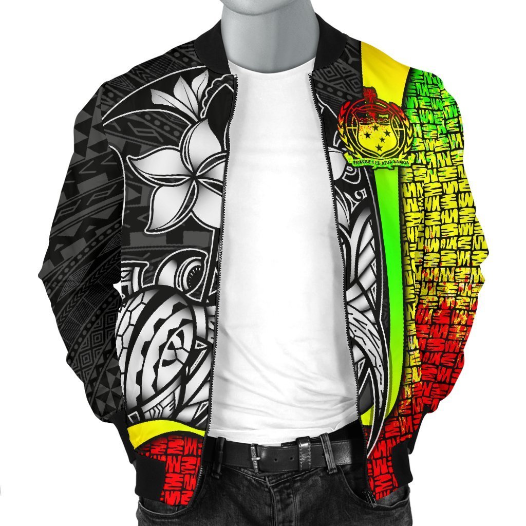 Samoa Polynesian Men's Bomber Jackets Reggae - Turtle With Hook - Polynesian Pride