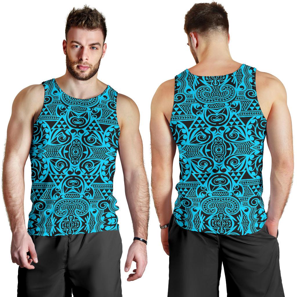 Polynesian Men's Tank Top Grown Blue White White - Polynesian Pride