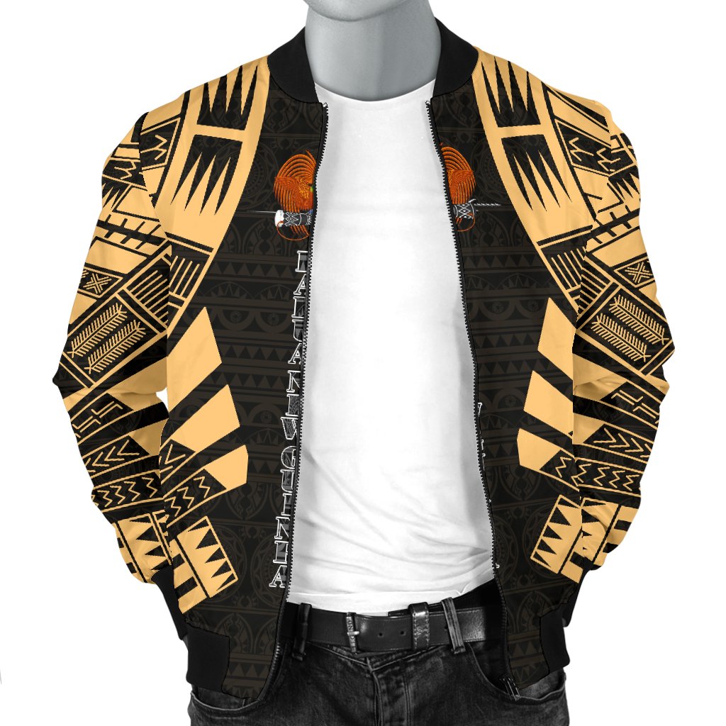 Papua New Guinea Men Bomber Jackets - Polynesian Tattoo Gold - Polynesian Pride