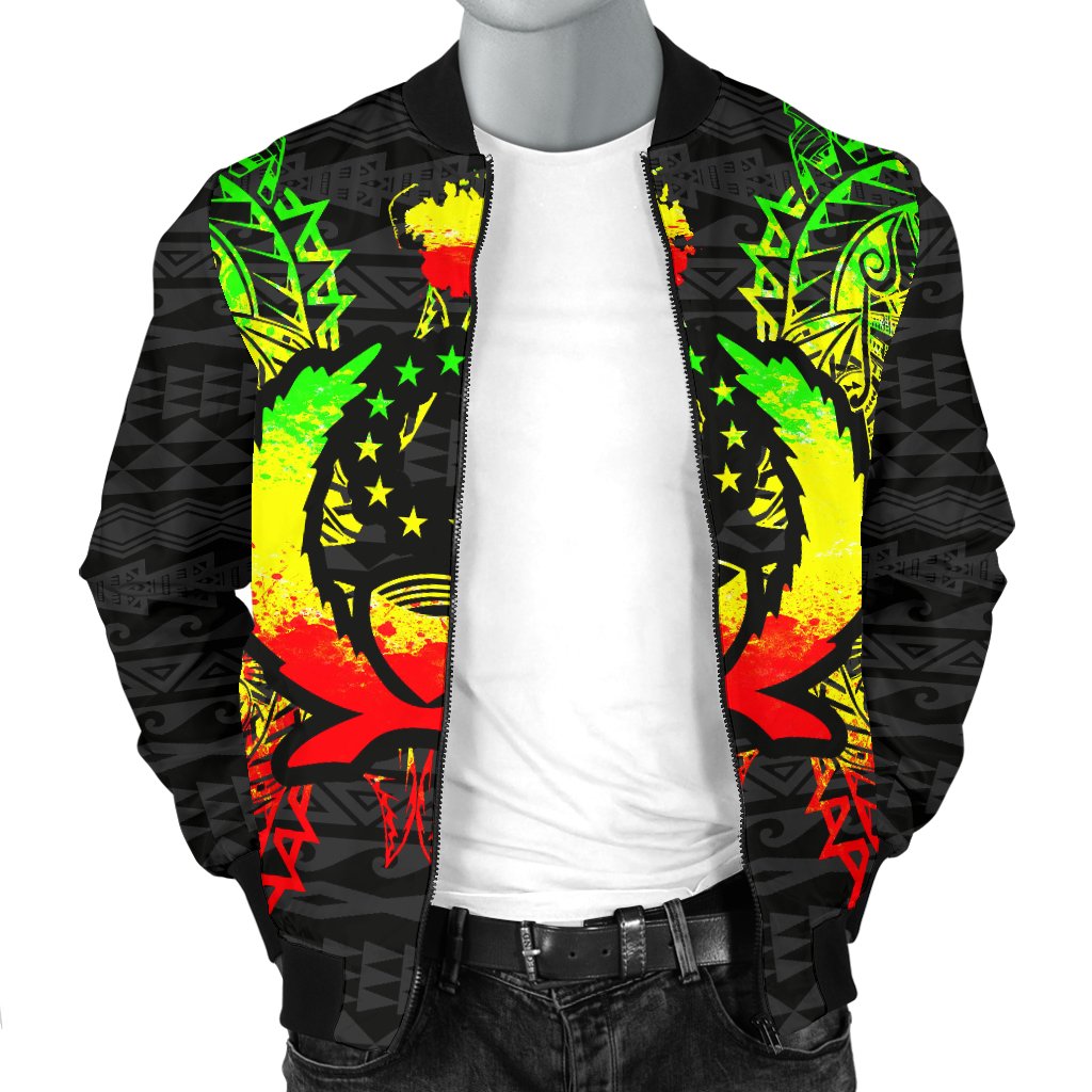 Pohnpei Polynesian Men's Bomber Jacket Map Reggae - Polynesian Pride