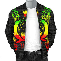 Pohnpei Polynesian Men's Bomber Jacket Map Reggae - Polynesian Pride
