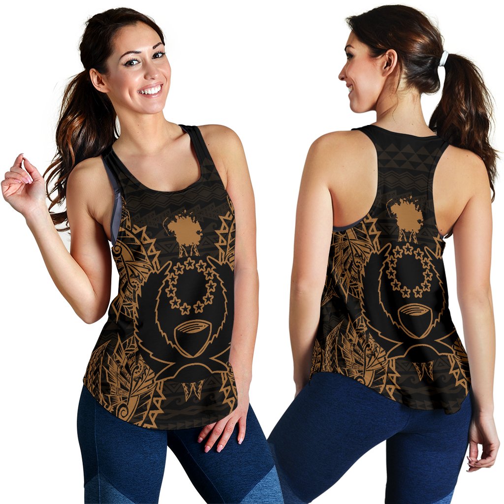Pohnpei Polynesian Women Tank Top Map Gold - Polynesian Pride