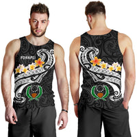 Pohnpei Custom Personalised Men's Tank Top - Pohnpei Seal Polynesian Patterns Plumeria (Black) - Polynesian Pride