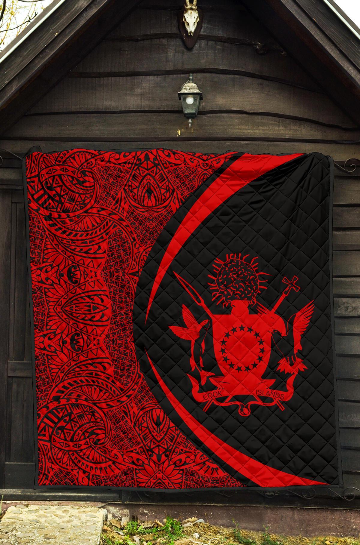 Cook Islands Coat Of Arms Polynesian Premium Quilt - Circle Style - 06 - Polynesian Pride