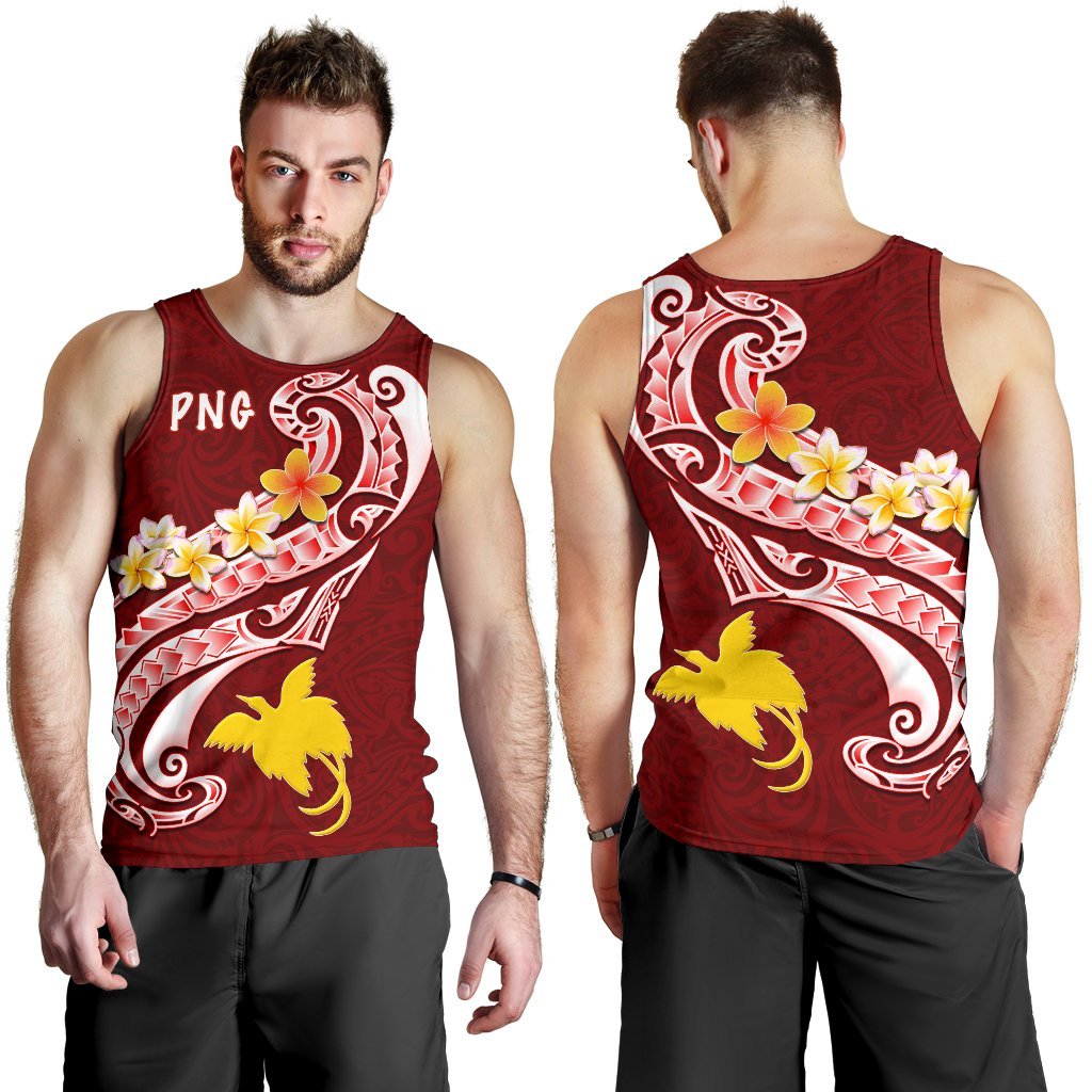 Papua New Guinea Men's Tank Top - PNG Seal Polynesian Patterns Plumeria - Polynesian Pride