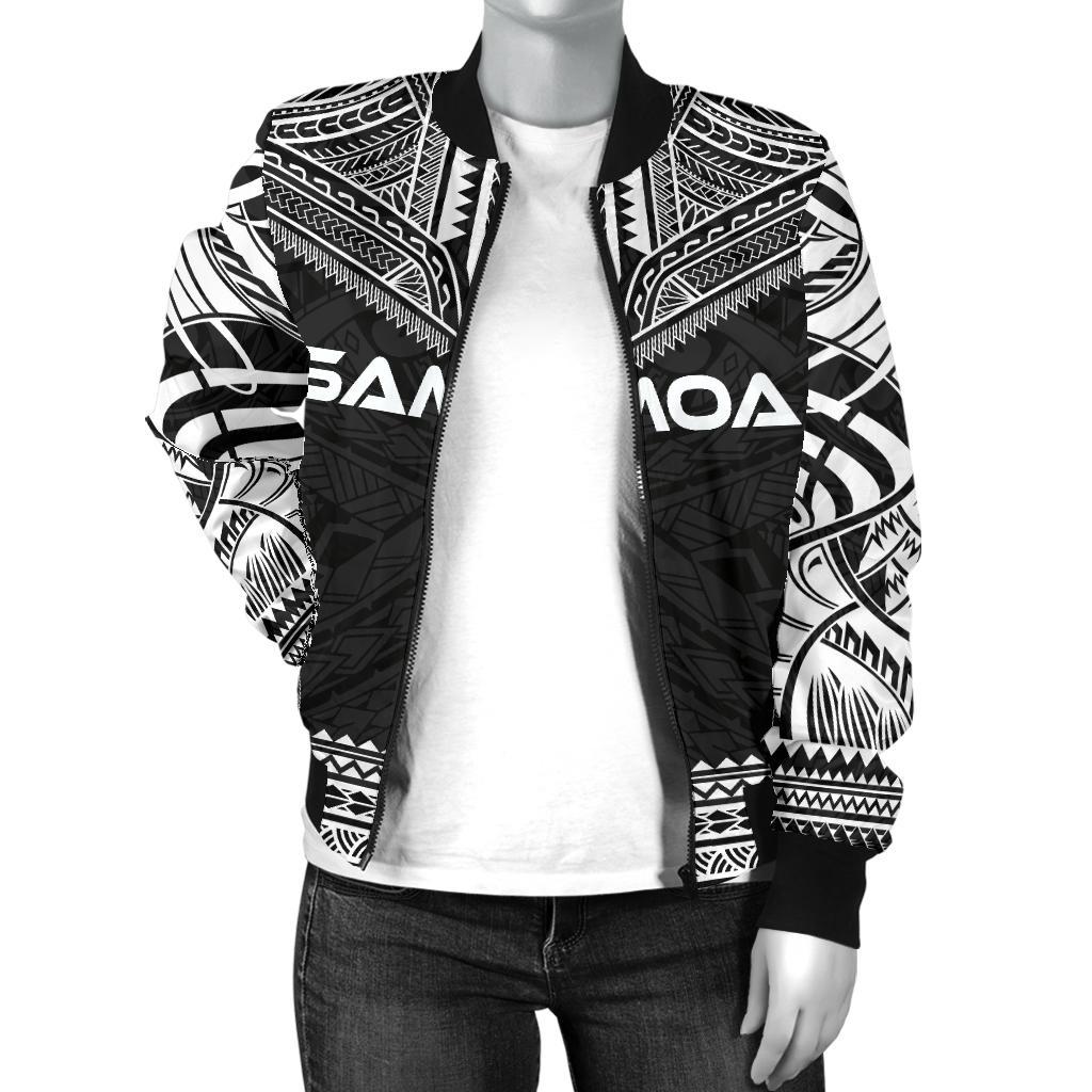 Samoa Polynesian Chief Women'S Bomber Jacket - Black Version - Polynesian Pride