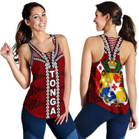 Tonga Polynesian Women's Racerback Tank - Tongan Ngatu Pattern Red - Polynesian Pride