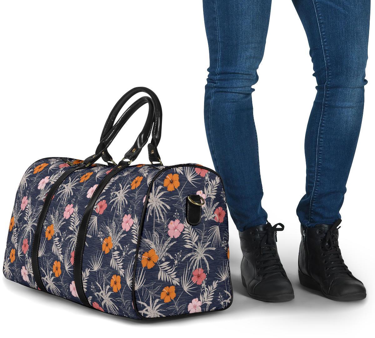Tropical Hibiscus Banana Leafs Hawaii Travel Bag - Polynesian Pride
