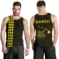 Hawaii Kakau Polynesian Turtle Map Men's Tank Top - Yellow Yellow - Polynesian Pride