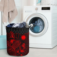Nauru Laundry Basket - Polynesian Turtle Hibiscus Red - Polynesian Pride