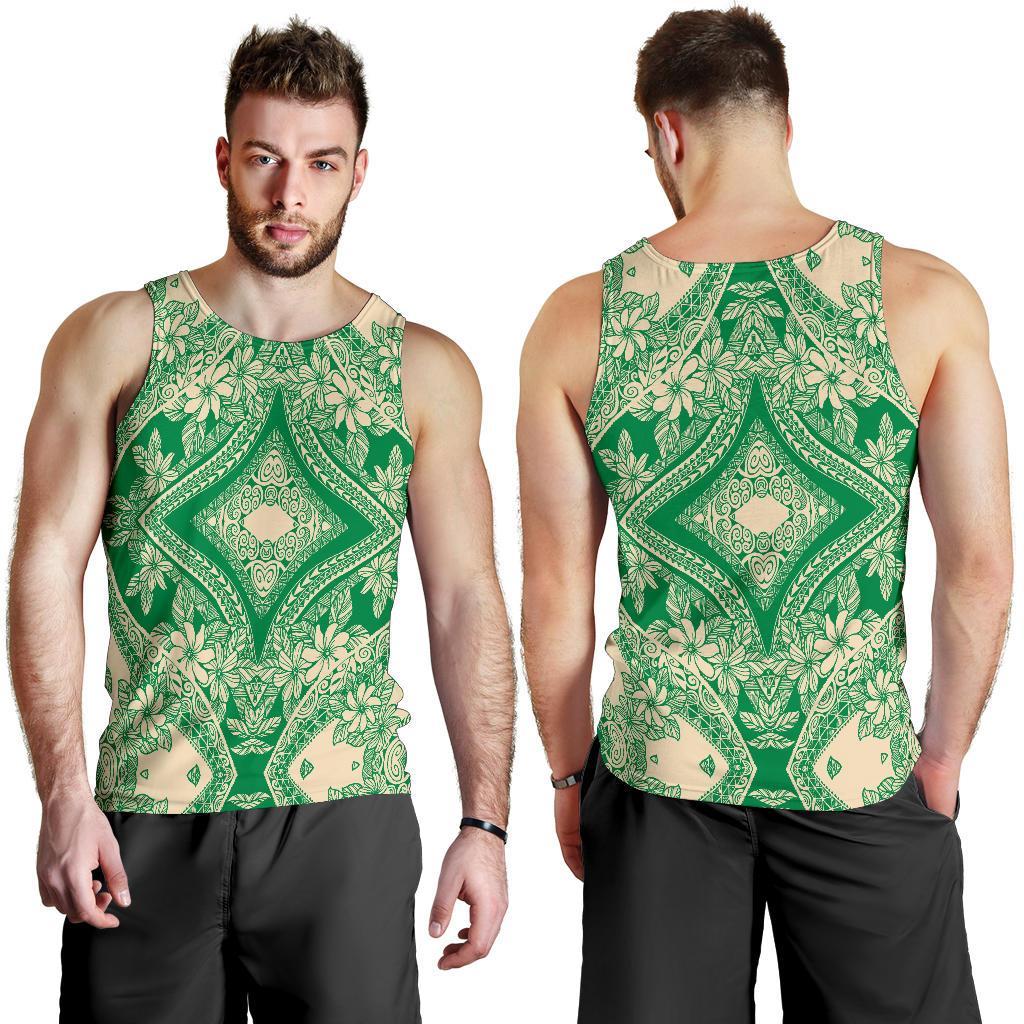 Polynesian Plumeria Mix Green Hawaii Men's Tank Top - Polynesian Pride