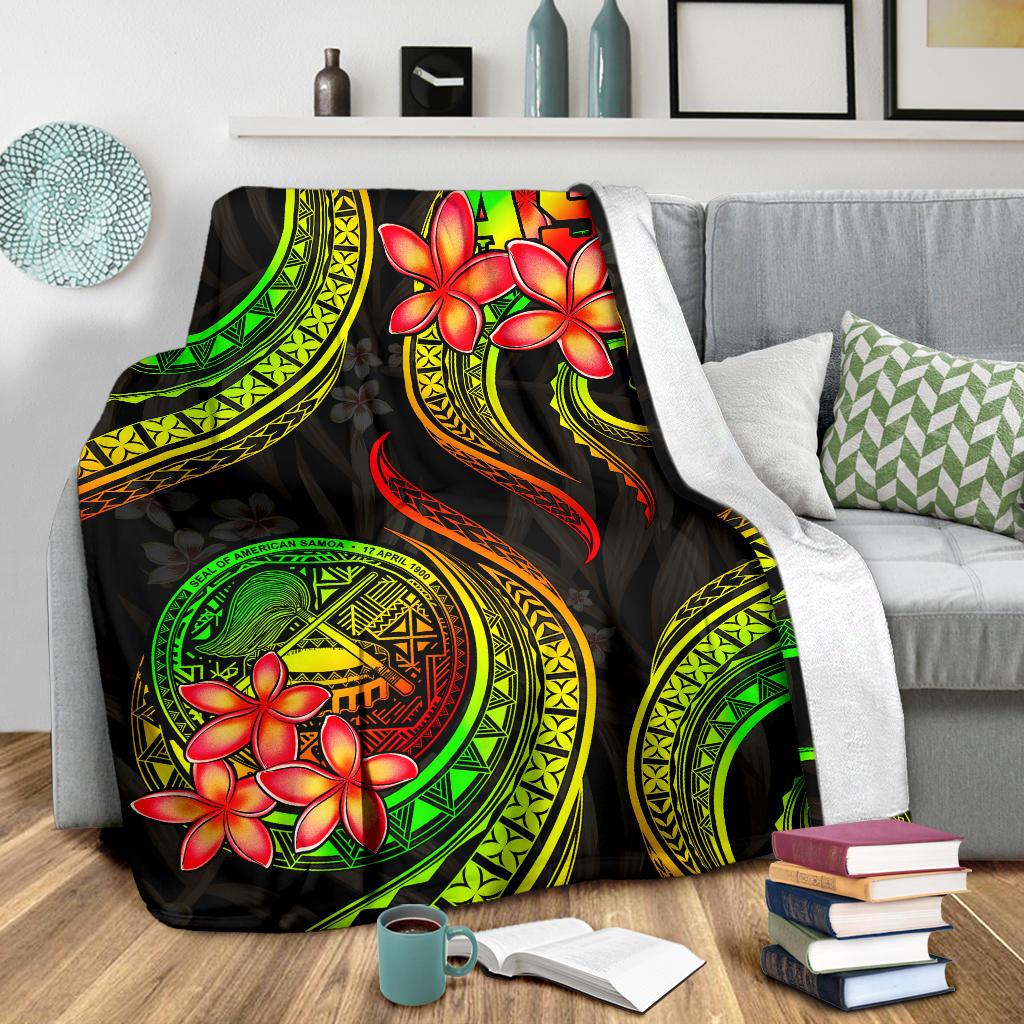 American Samoa Polynesian Premium Blanket - Reggae Plumeria - Polynesian Pride