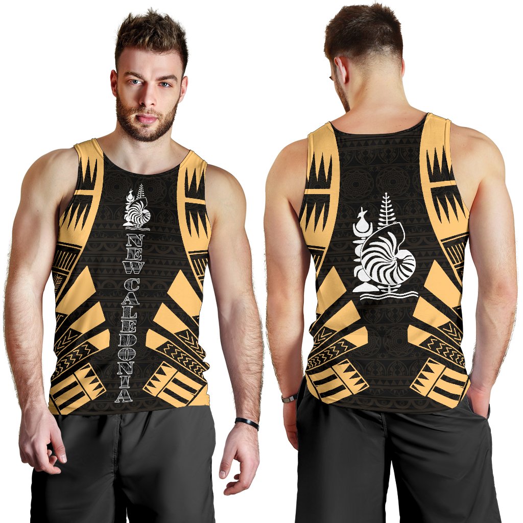 New Caledonia Men Tank Top - Polynesian Tattoo Gold - Polynesian Pride