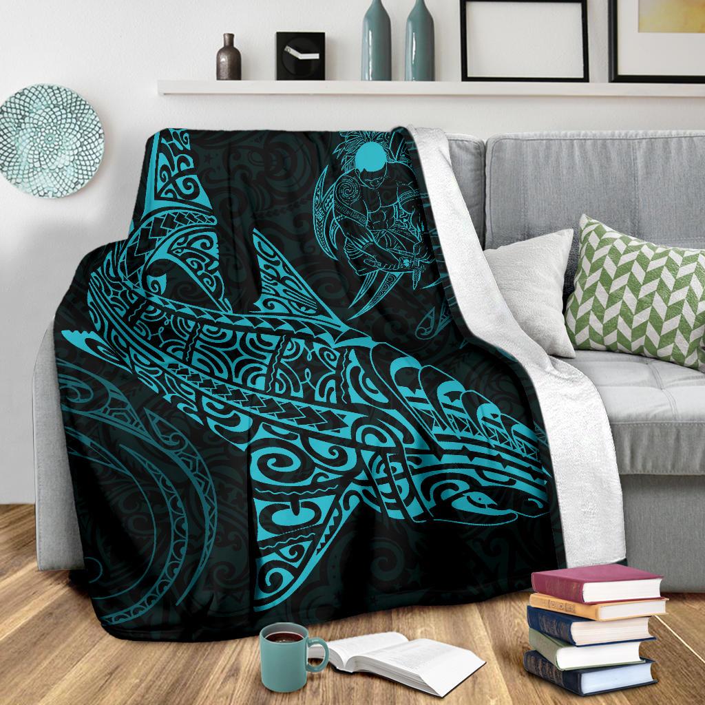 Shark Polynesian Blanket - Polynesian Tattoo Blue - Polynesian Pride