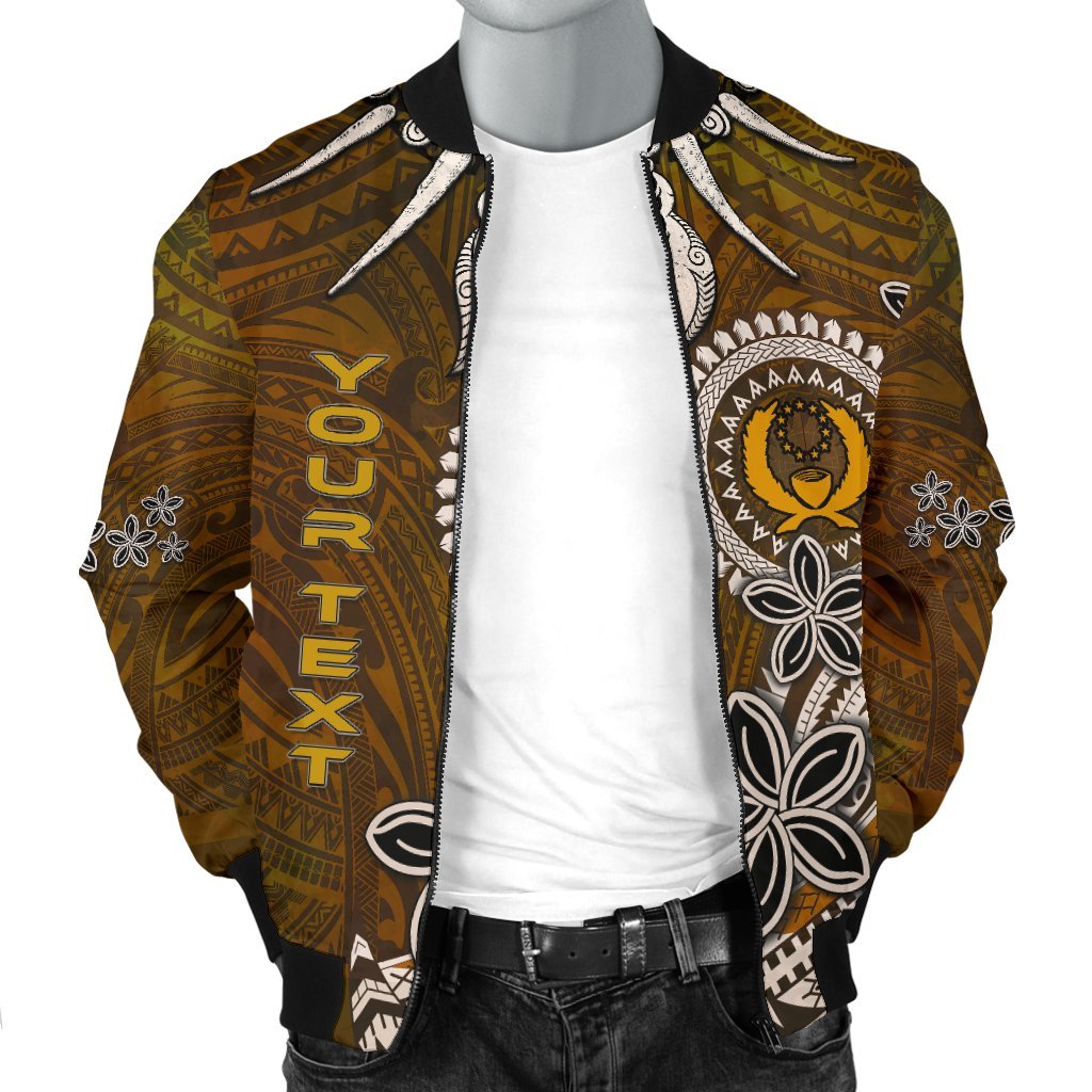 Pohnpei Custom Personalised Men's Bomber Jacket - Polynesian Boar Tusk - Polynesian Pride