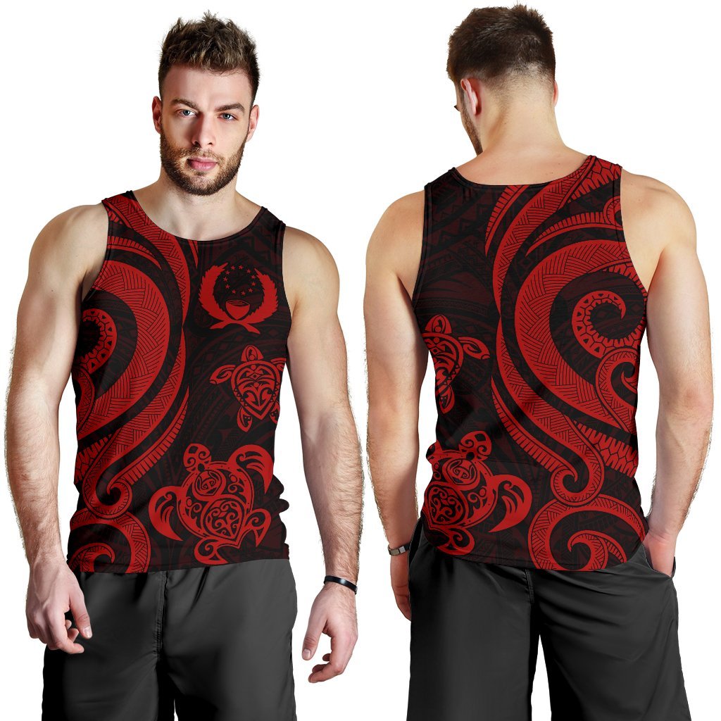 Pohnpei Micronesian Men Tank Top - Red Tentacle Turtle - Polynesian Pride