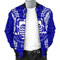 Tuvalu Polynesian Men's Bomber Jacket Map Blue - Polynesian Pride